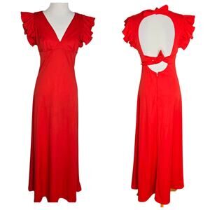 Vintage 70s Jack Hartley Babydoll Maxi Dress Open Back Event Wedding Women Small